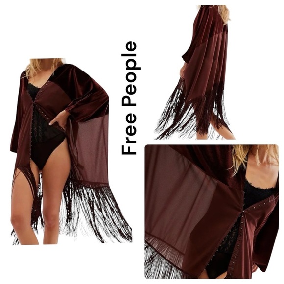 Free People Other - Free People Velvet Dreams Fringe Kimono